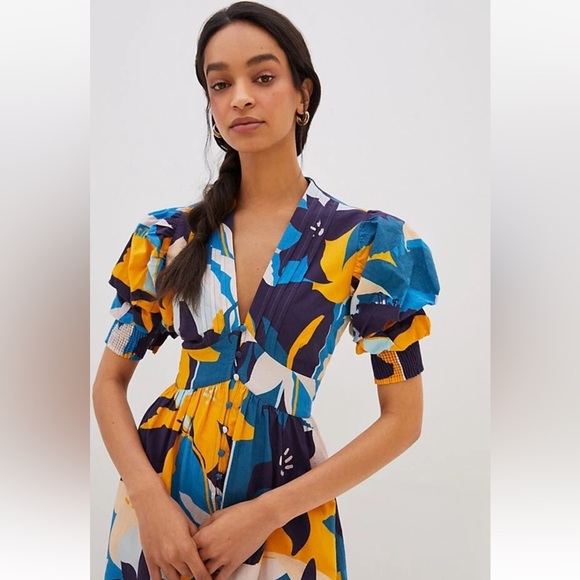 NWT Anthropologie Conditions Apply Ronika Maxi
Dress Puff Sleeve Floral Print XL - Picture 6 of 16